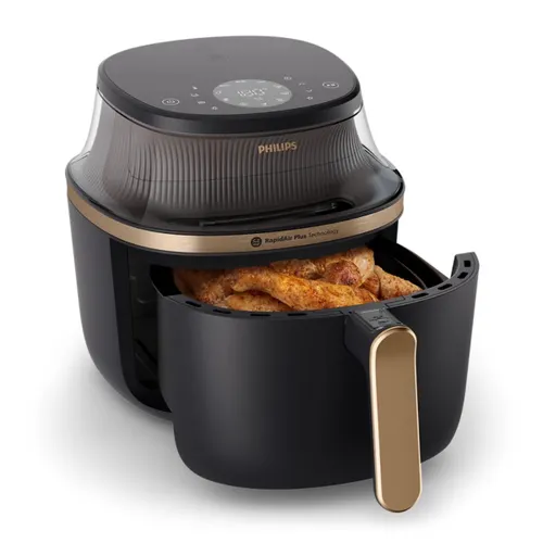 Philips Airfryer XL | 7.2L Capacity | 2000W Power | RapidAir Plus Technology | 16 Cooking Functions | Touchscreen Display | See-Through Window | Black | NA342/00