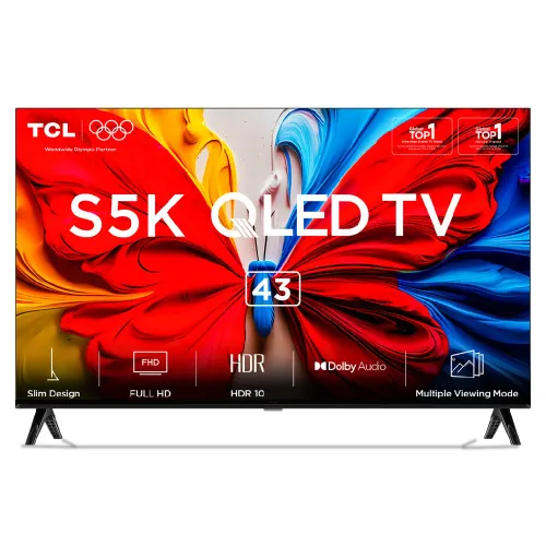 TCL S5K Series 108 cm (43 inch) Full HD QLED Smart Google TV | HDR10 & HLG | Dolby Audio | 60Hz Refresh Rate | Google Cast Built-in | Bezel-Less Design (43S5K)