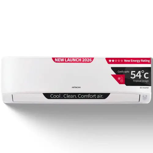 Hitachi 1.5 Ton 2 Star Fixed Speed Split AC | 100% Copper Condenser | 4 Way Swing | 24m Long Air Throw | SuperFine Mesh Filter (RAS.B318PCAIBA1, 2026 Model - New BEE Rating) White
