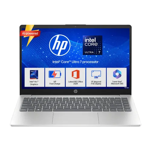 HP Laptop (Intel Core Ultra 7/ 24GB RAM/ 1TB SSD/ 14 Inch (35.56 cm) FHD Display/ Intel Graphics/ Windows 11/ MS-Office) 14-ep1182TU