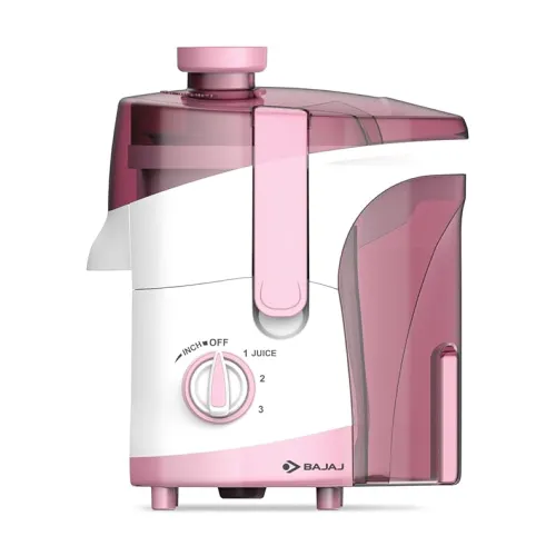 Bajaj JX20 Juicer Mixer Grinder with 500W | 3 Jars 1 18000 RPM (‎White/Pink)