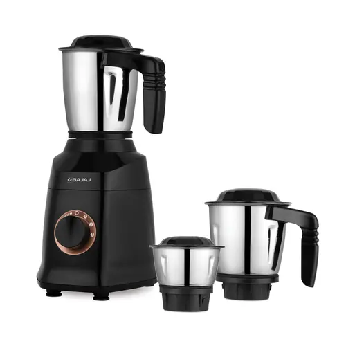 Bajaj Military Series Finesse 750W Mixer Grinder with 3 Stainless Steel Military Grade Jars (Midnight Black)
